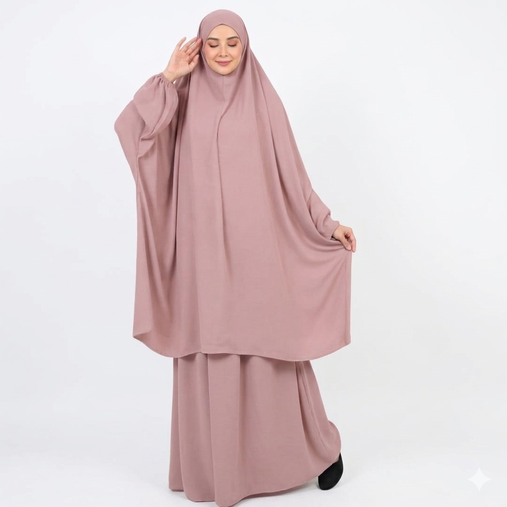 3 Piece Jilbab Abaya - Skin Pink
