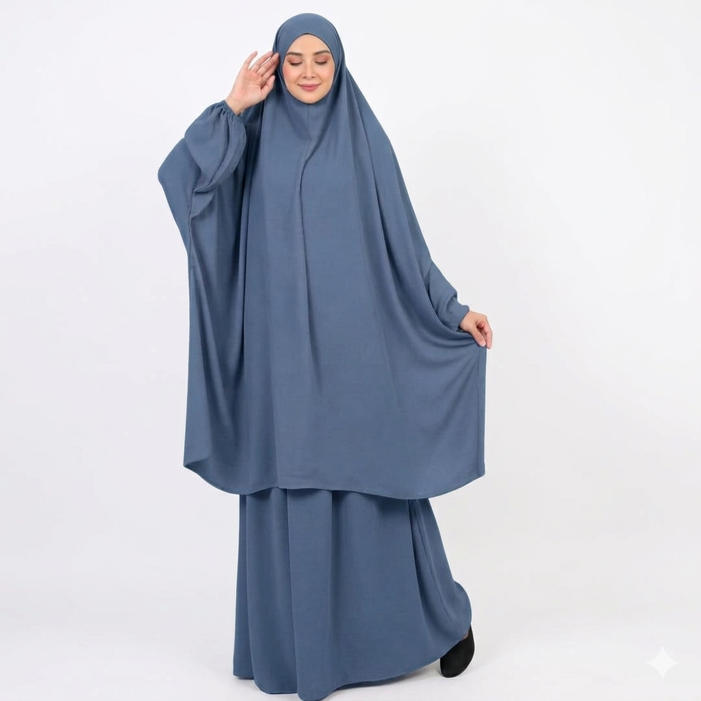 3 Piece Jilbab Abaya - Denim