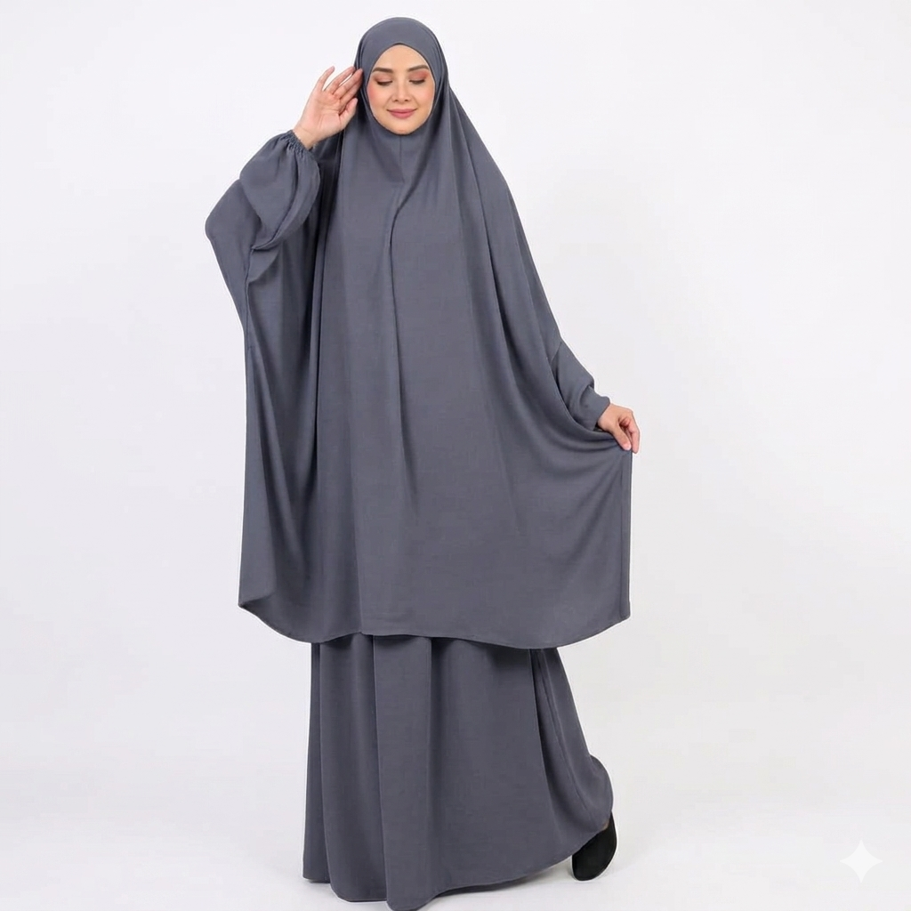 3 Piece Jilbab Abaya - Dark Gray