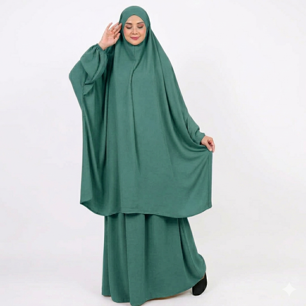 3 Piece Jilbab Abaya - Sea Green
