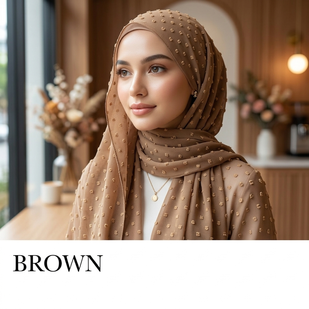 Swiss Dot Georgette - Brown
