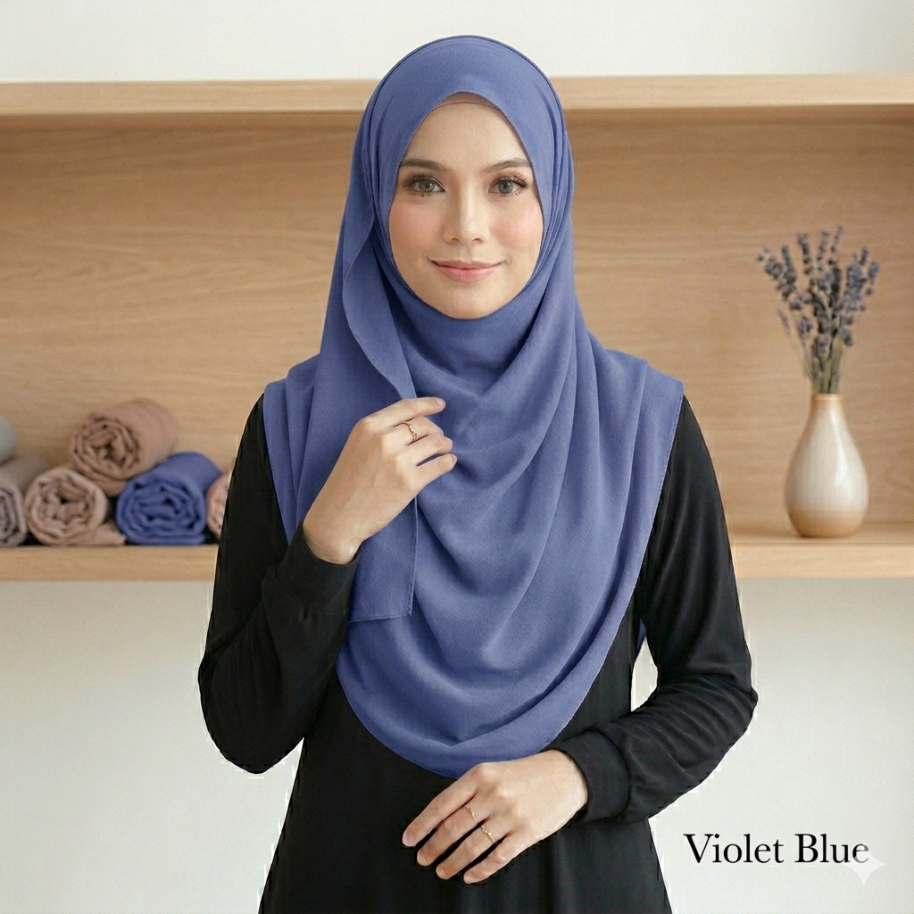 DOUBLE LOOP HIJAB - VIOLET BLUE