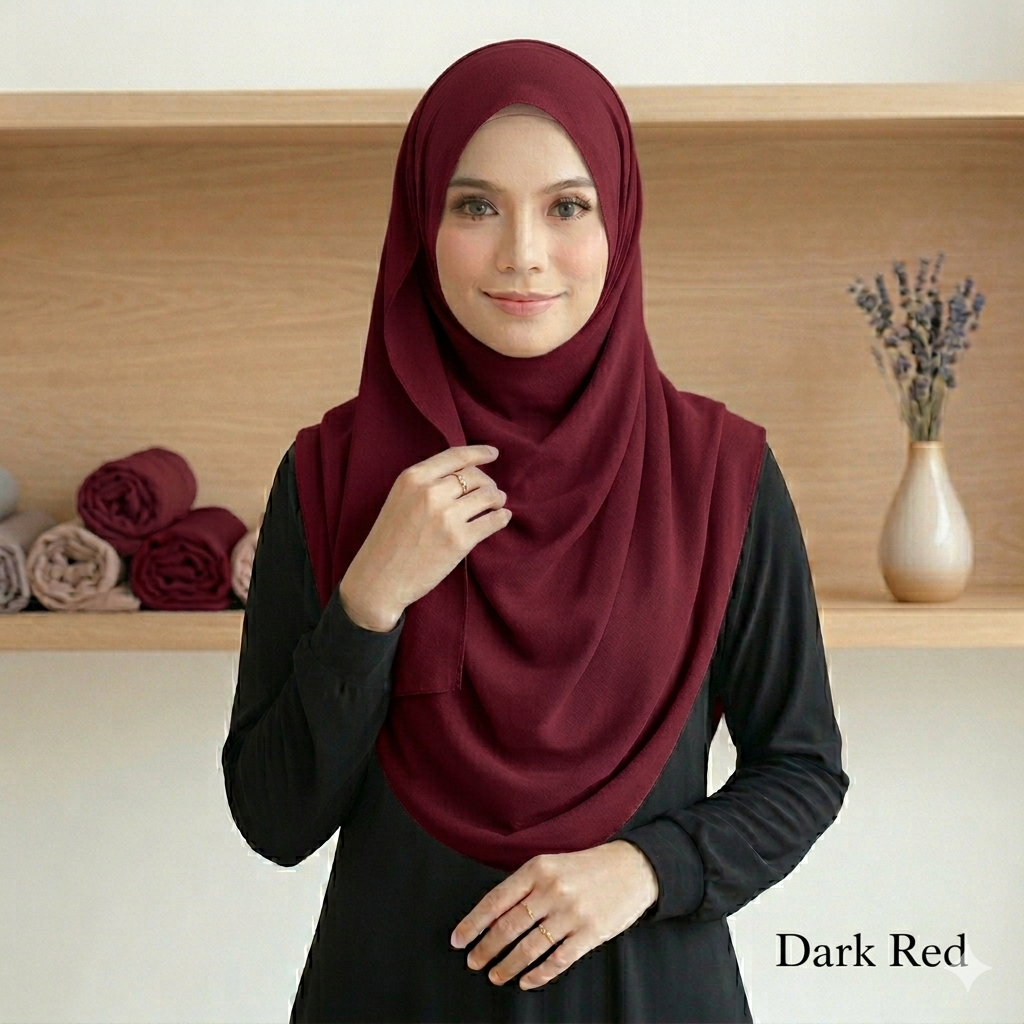 DOUBLE LOOP HIJAB - DARK RED
