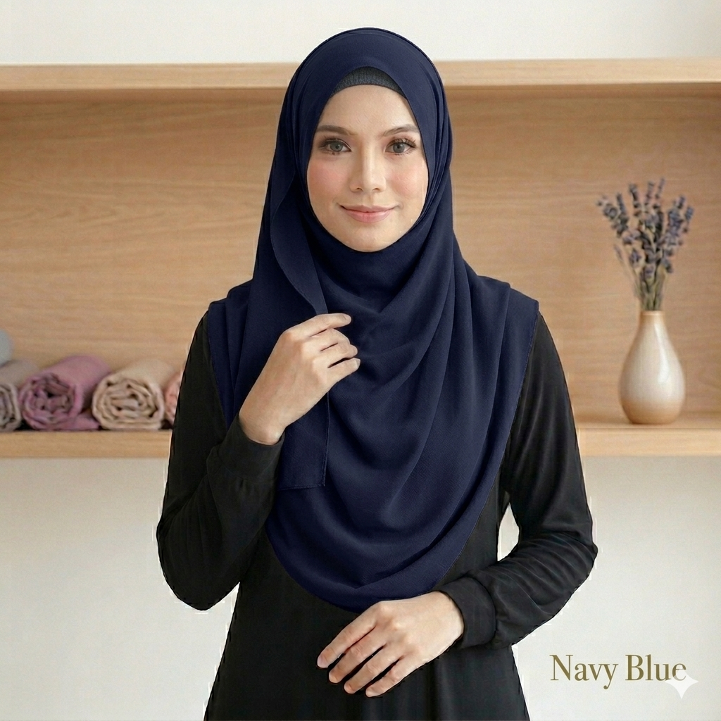 DOUBLE LOOP HIJAB - NAVY BLUE