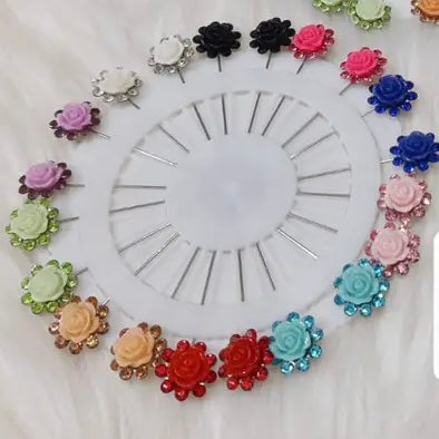 Flower Pins - Multi - Pack of 5