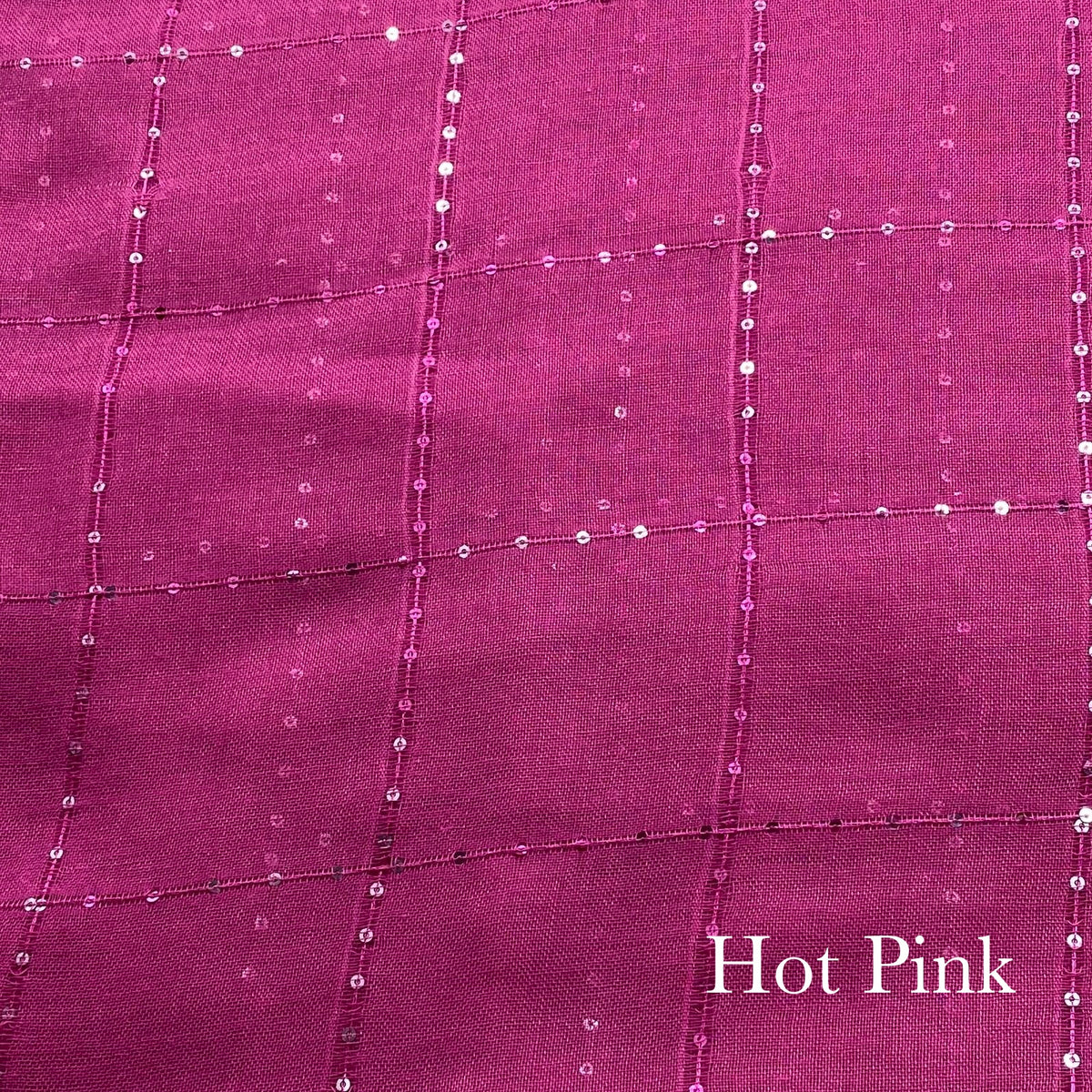 Sequins Border Lawn - Hot Pink