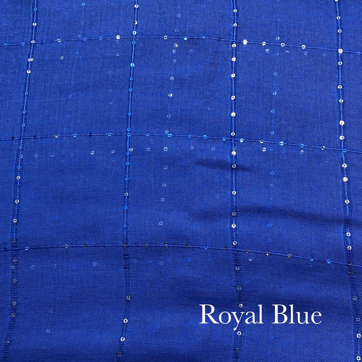 Sequins Border Lawn - Royal Blue