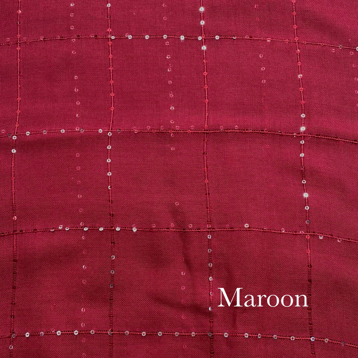 Sequins Border Lawn - Maroon