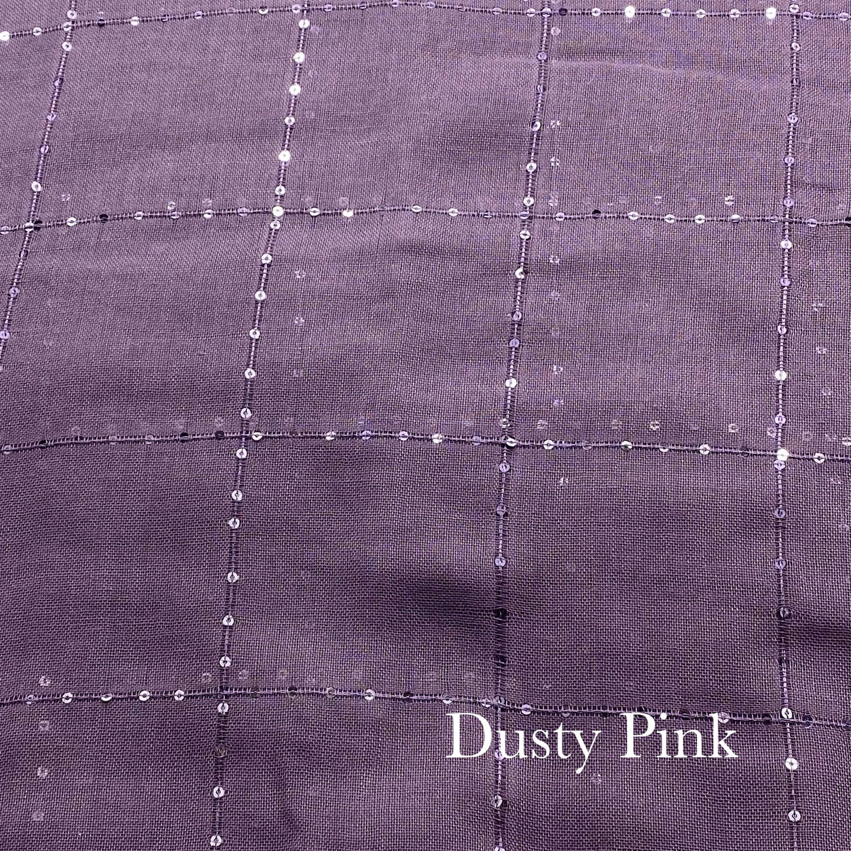 Sequins Border Lawn - Dusty Pink