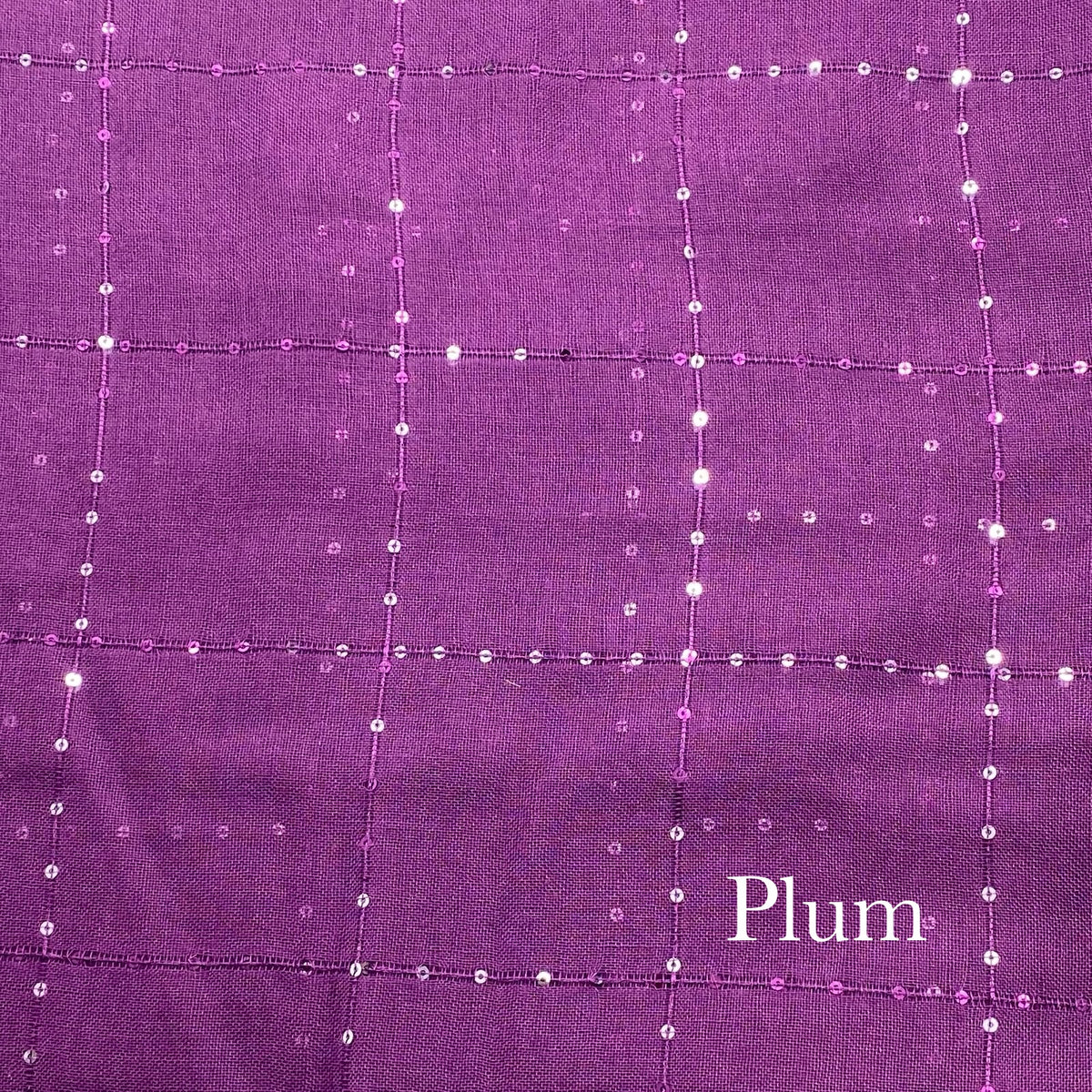 Sequins Border Lawn - Plum