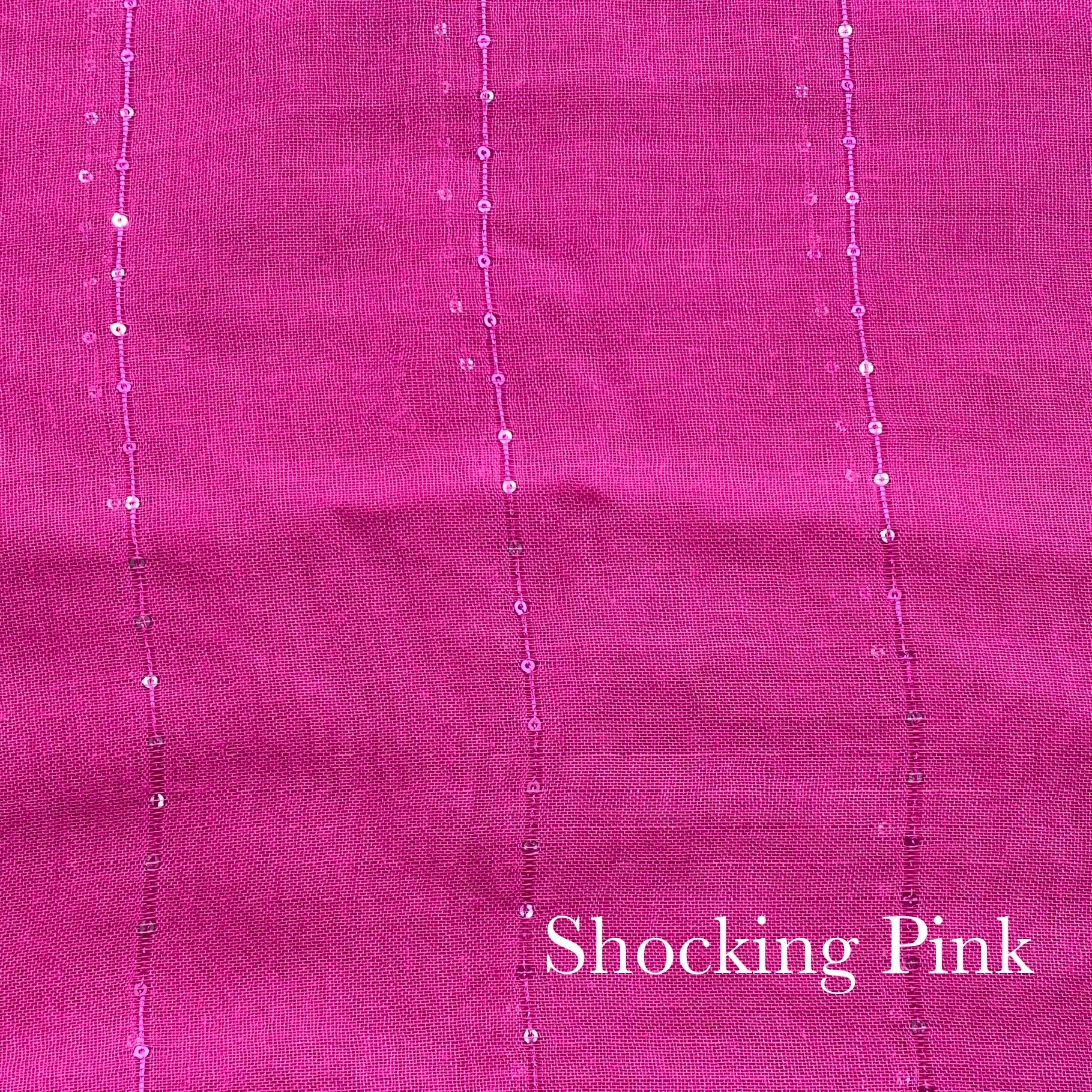 Sequins Border Lawn - Shocking Pink