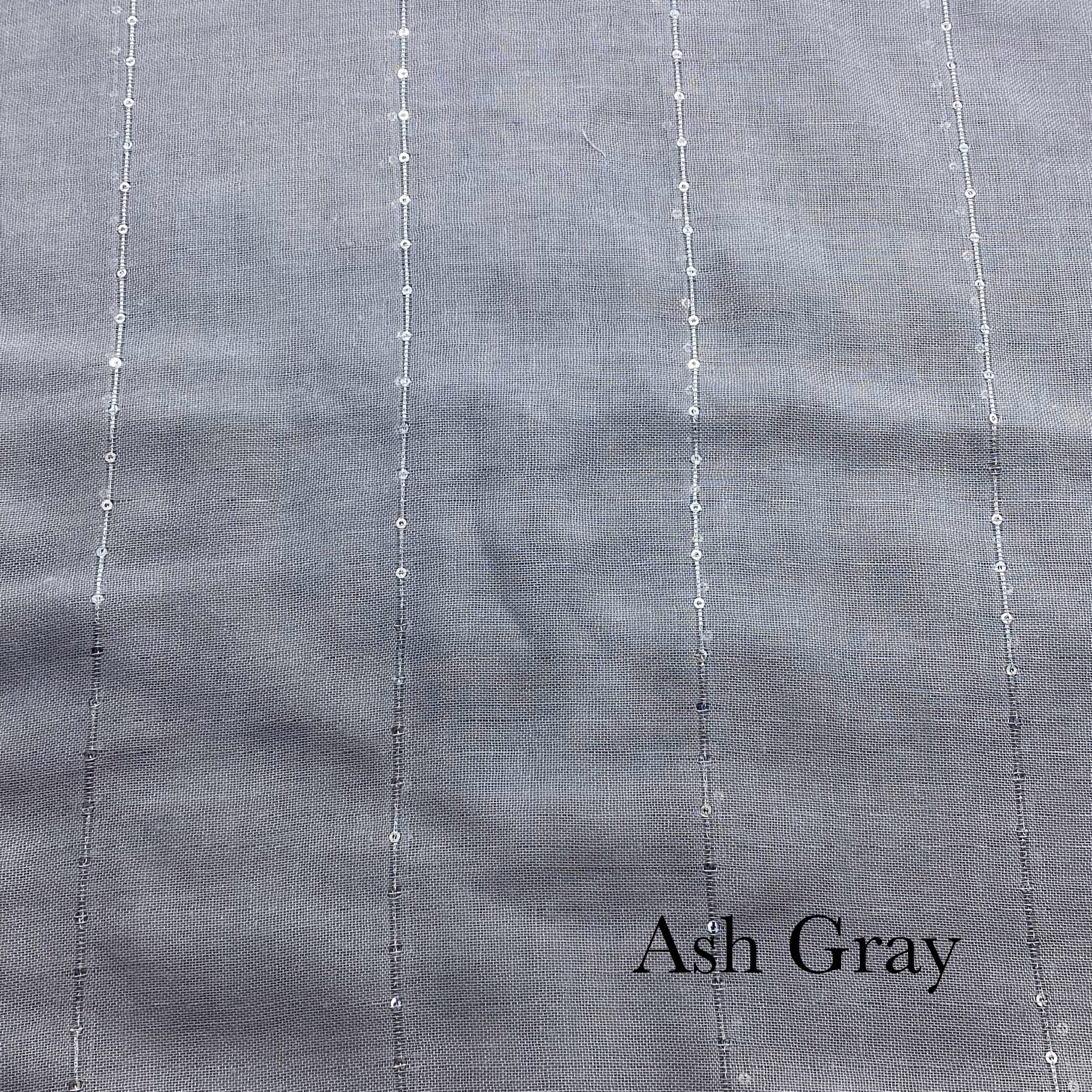 Sequins Border Lawn - Ash Gray