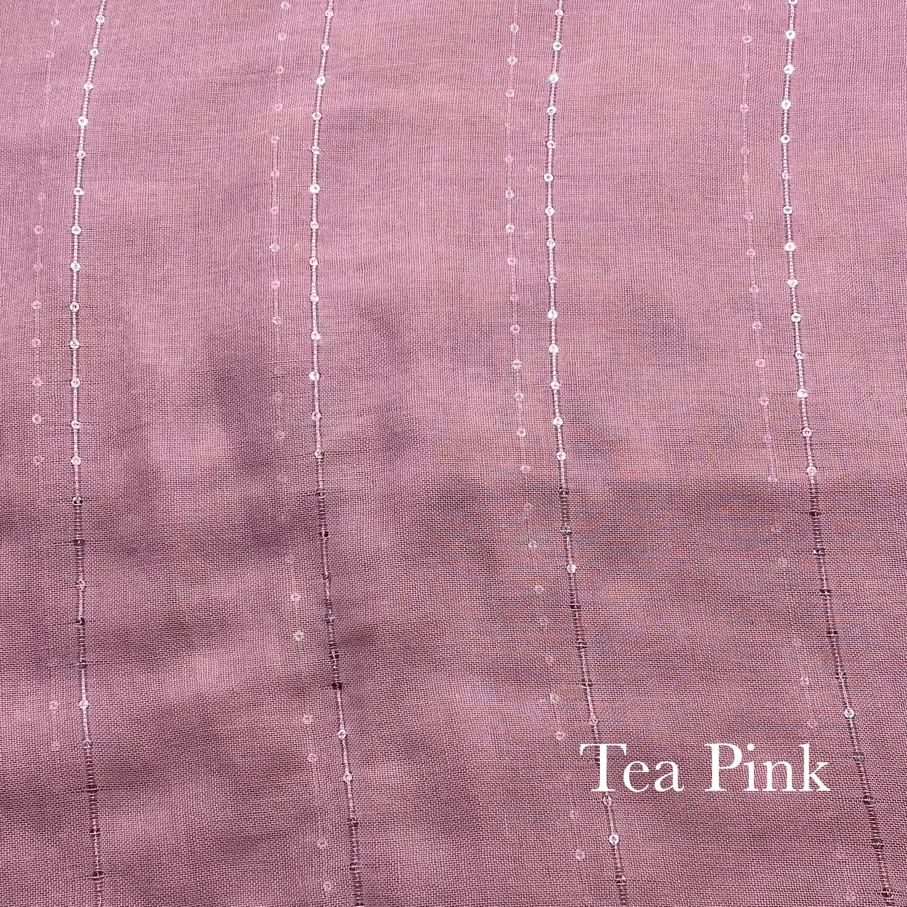 Sequins Border Lawn - Tea Pink