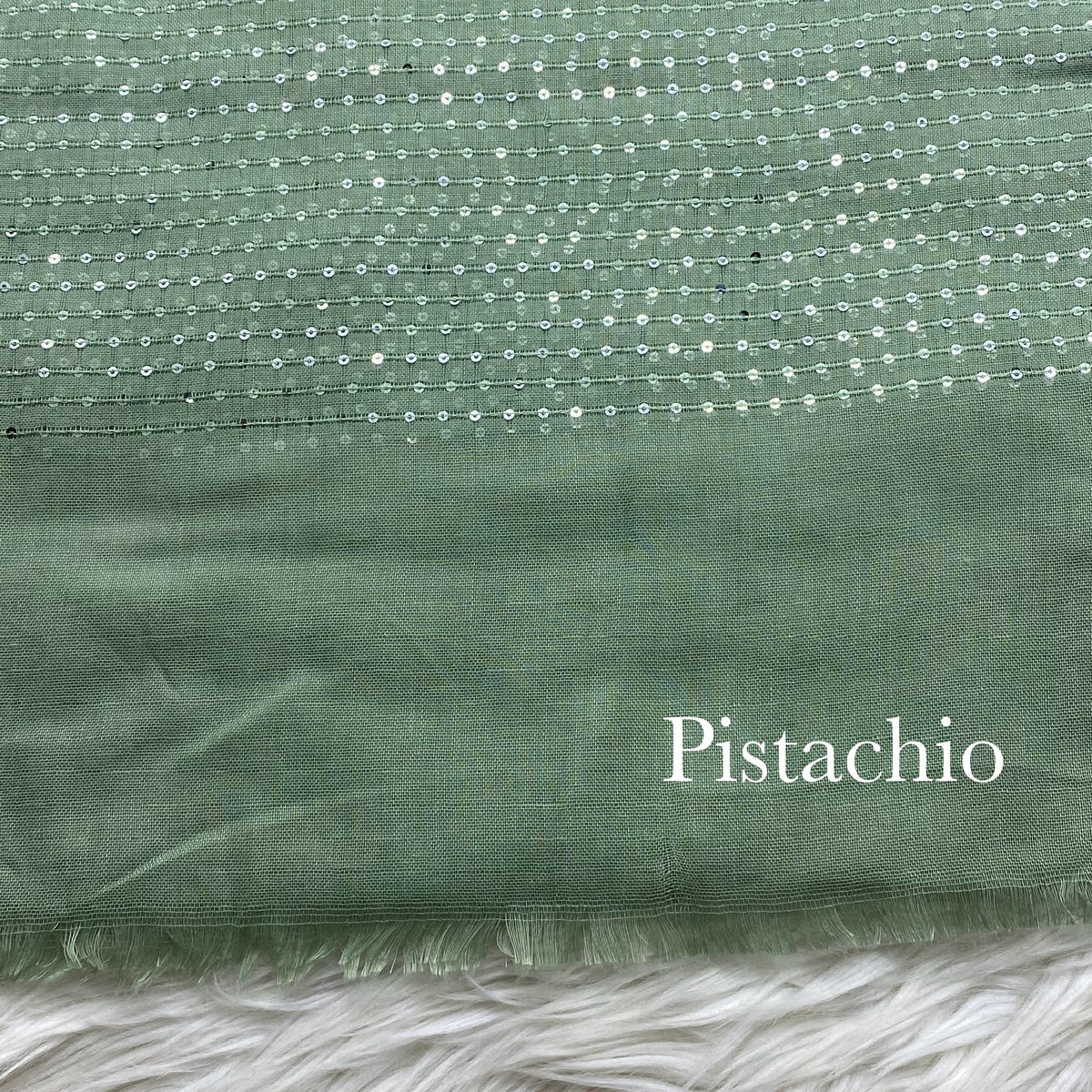 Sequins Border Lawn - Pistachio