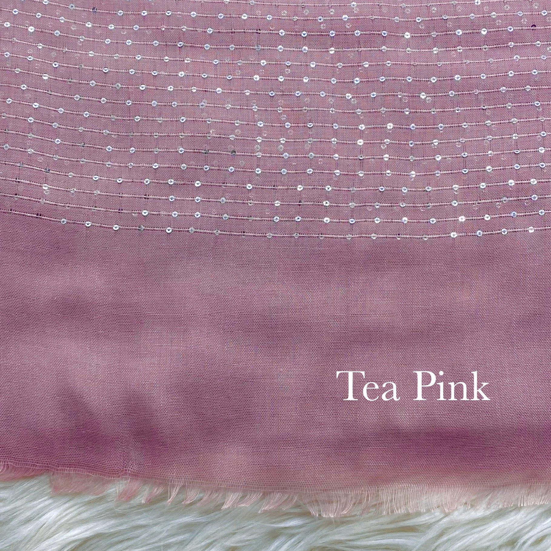 Sequins Border Lawn - Tea Pink