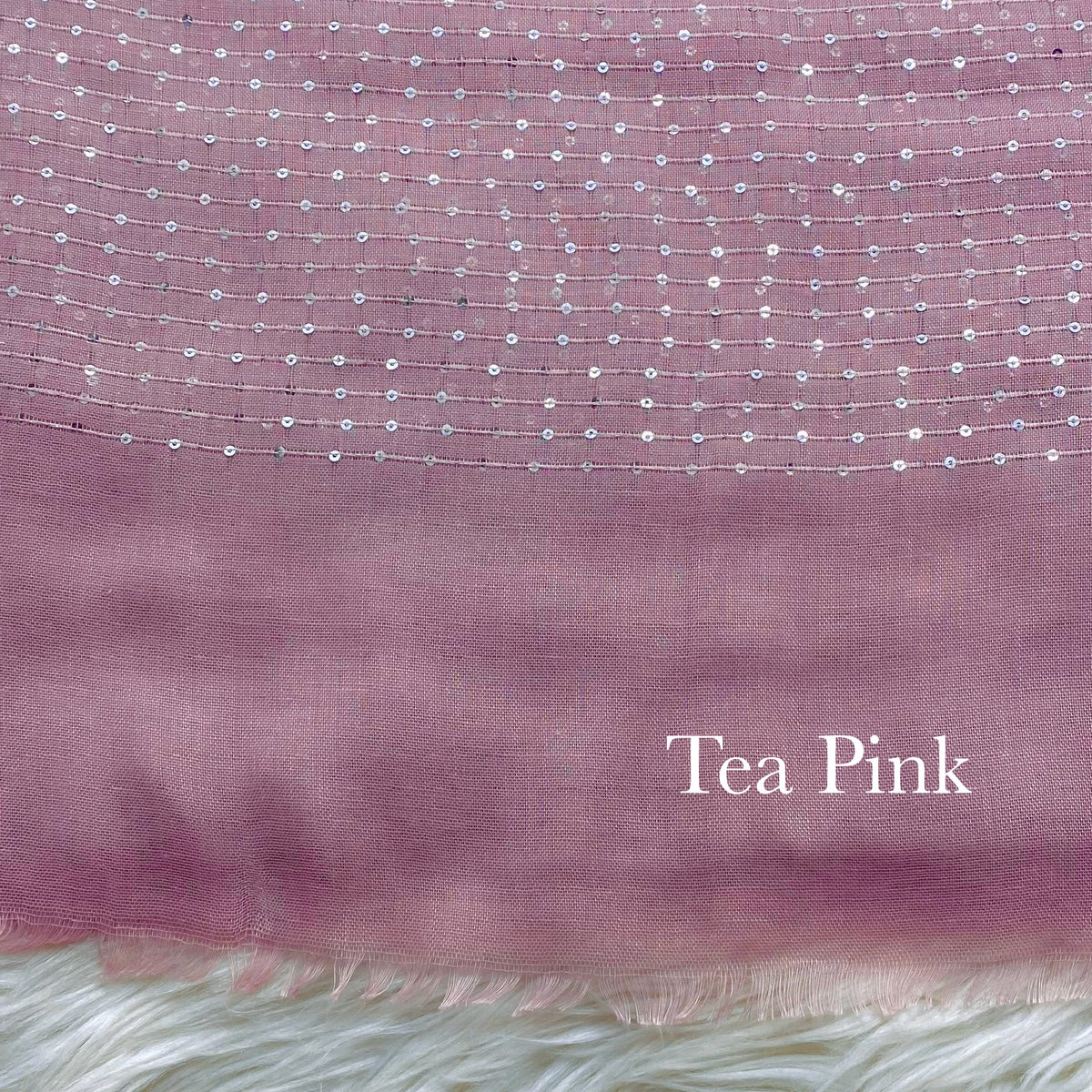 Sequins Border Lawn - Tea Pink