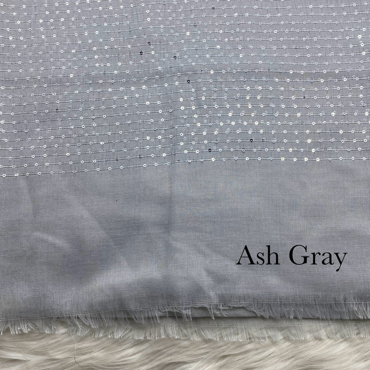 Sequins Border Lawn - Ash Gray