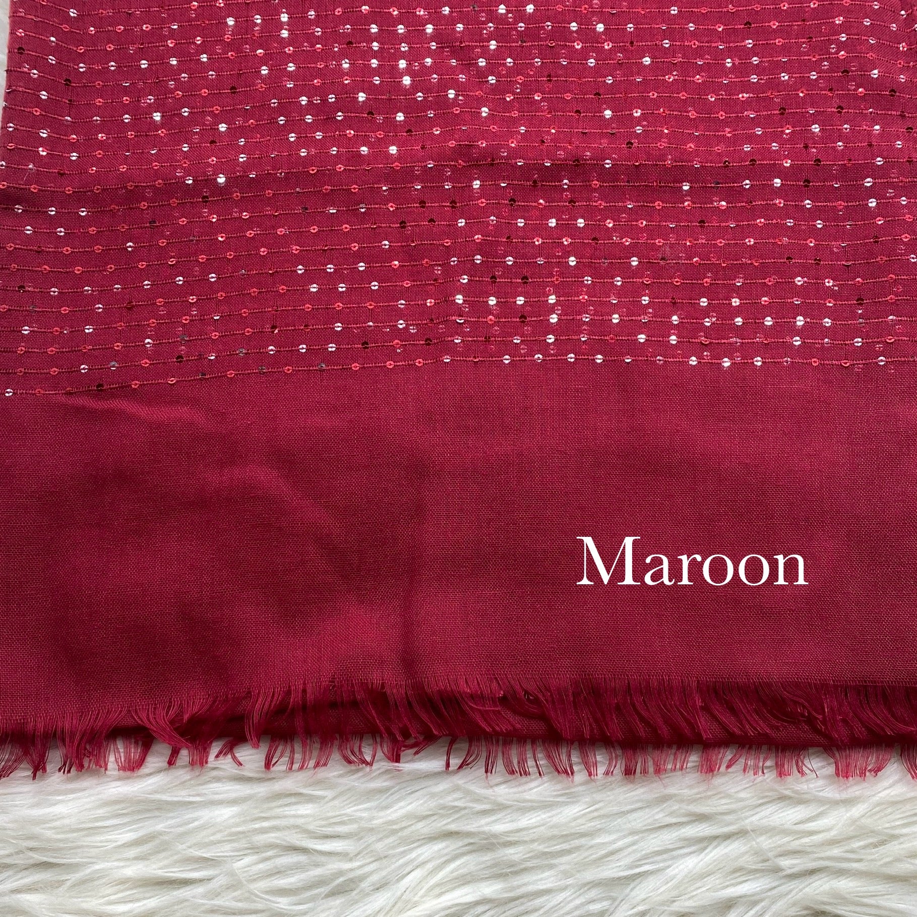 Sequins Border Lawn - Maroon