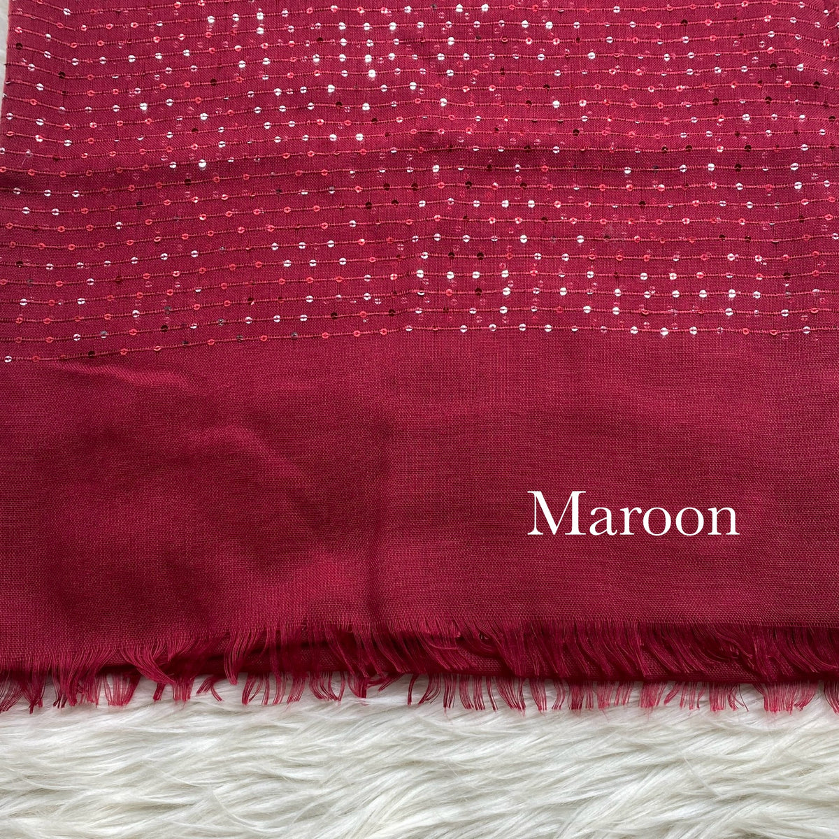 Sequins Border Lawn - Maroon