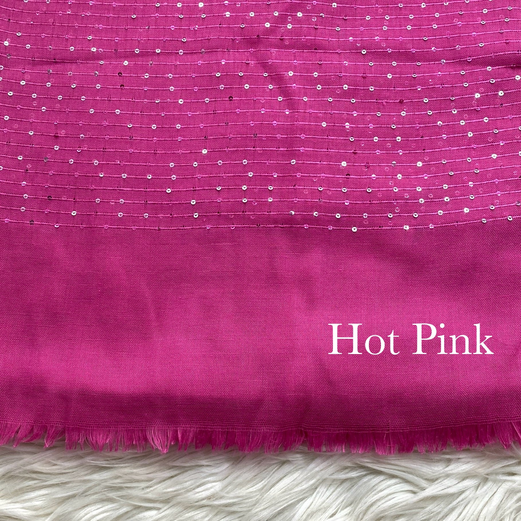Sequins Border Lawn - Hot Pink