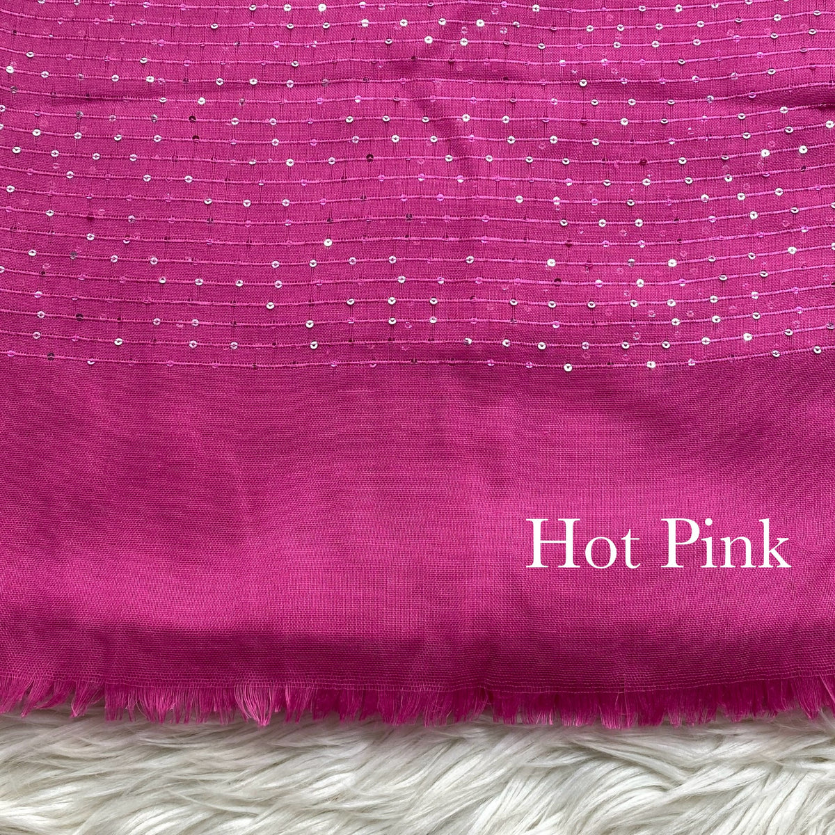 Sequins Border Lawn - Hot Pink