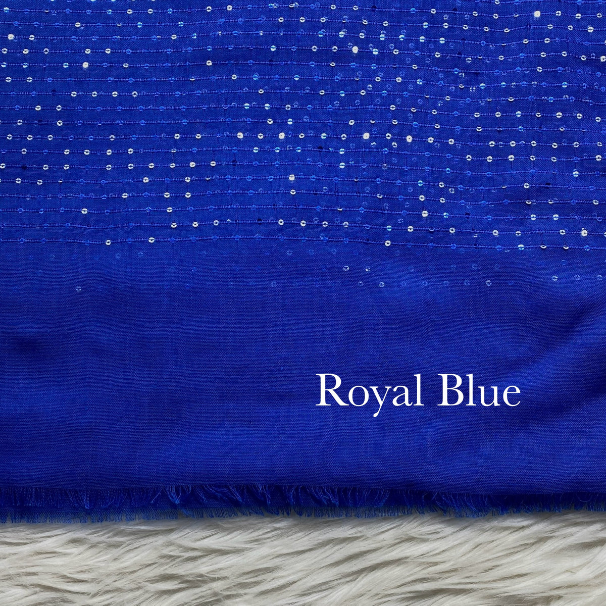 Sequins Border Lawn - Royal Blue