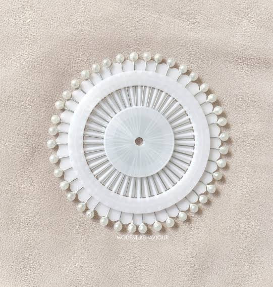 Pearl Hijab Pins - White