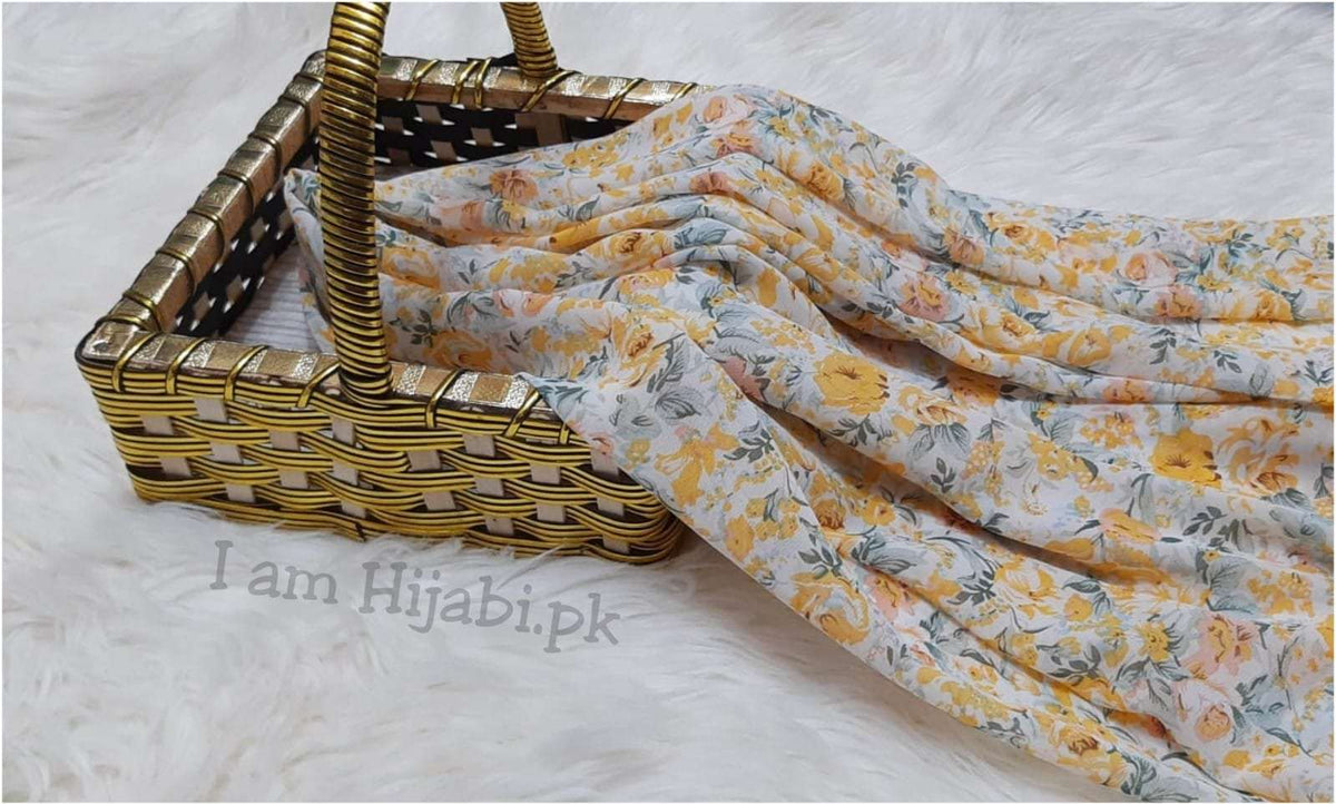 PRINTED GEORGETTE - YELLOW GARDEN