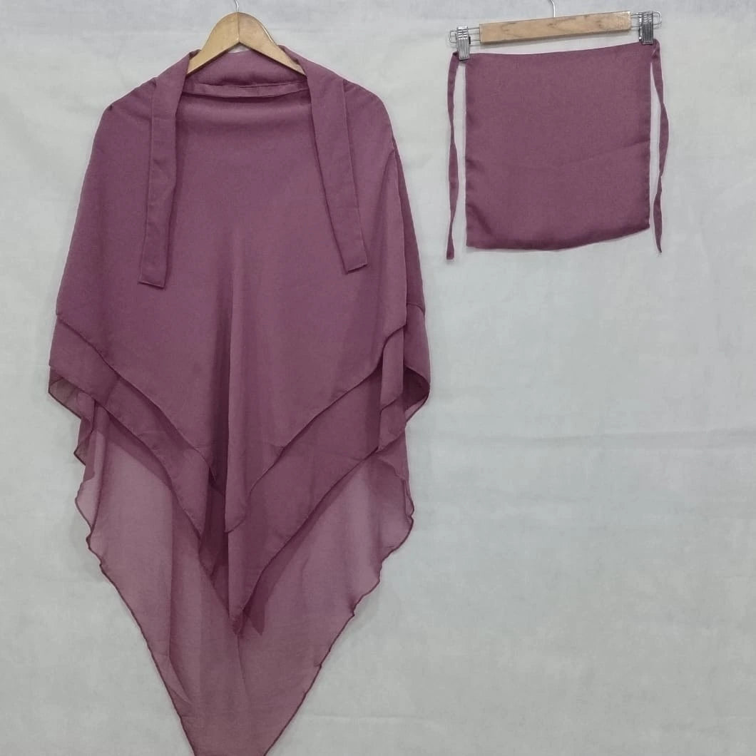 3 Layer Khimar + Niqab - Apricot