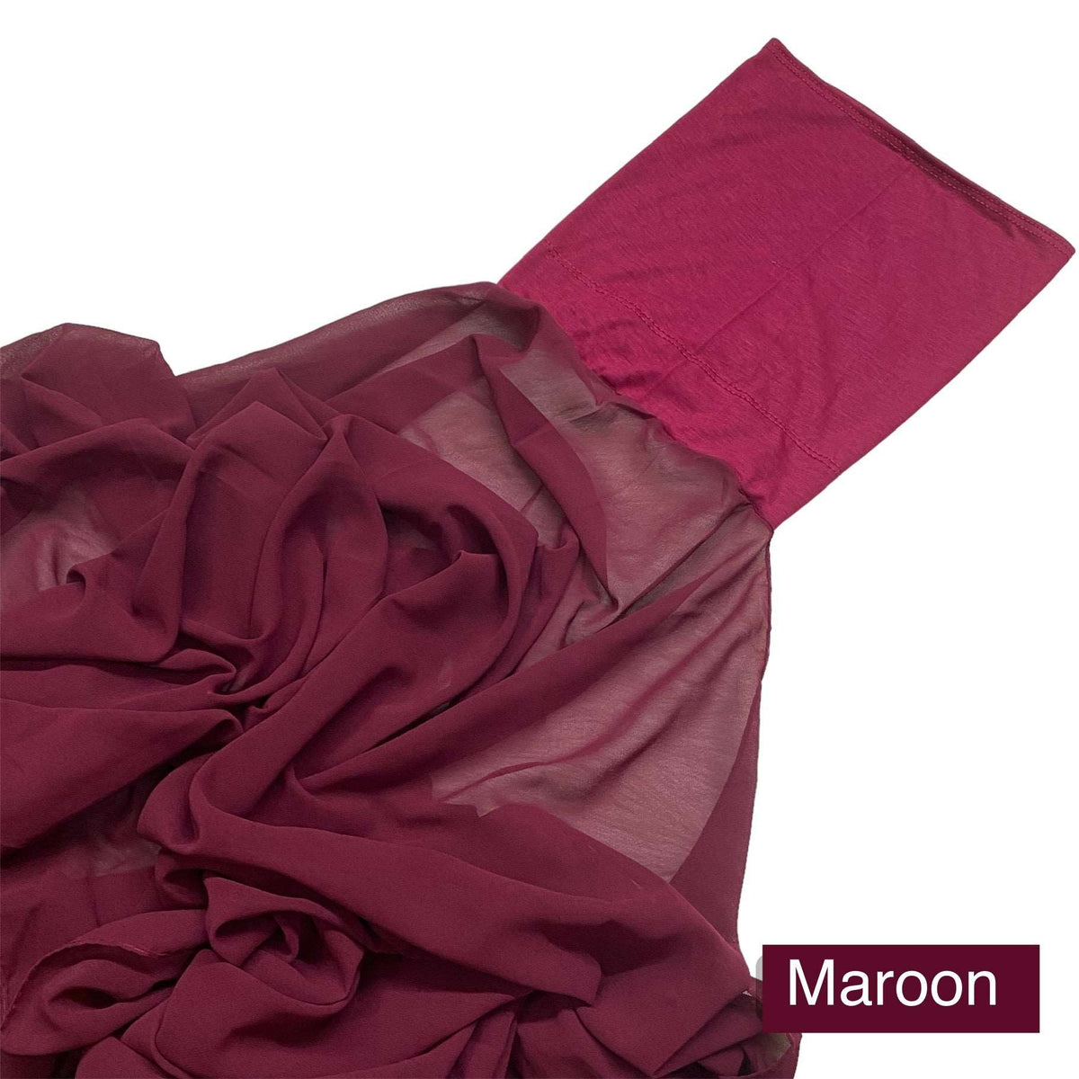 Georgette Hijab With Attached Cap - Maroon