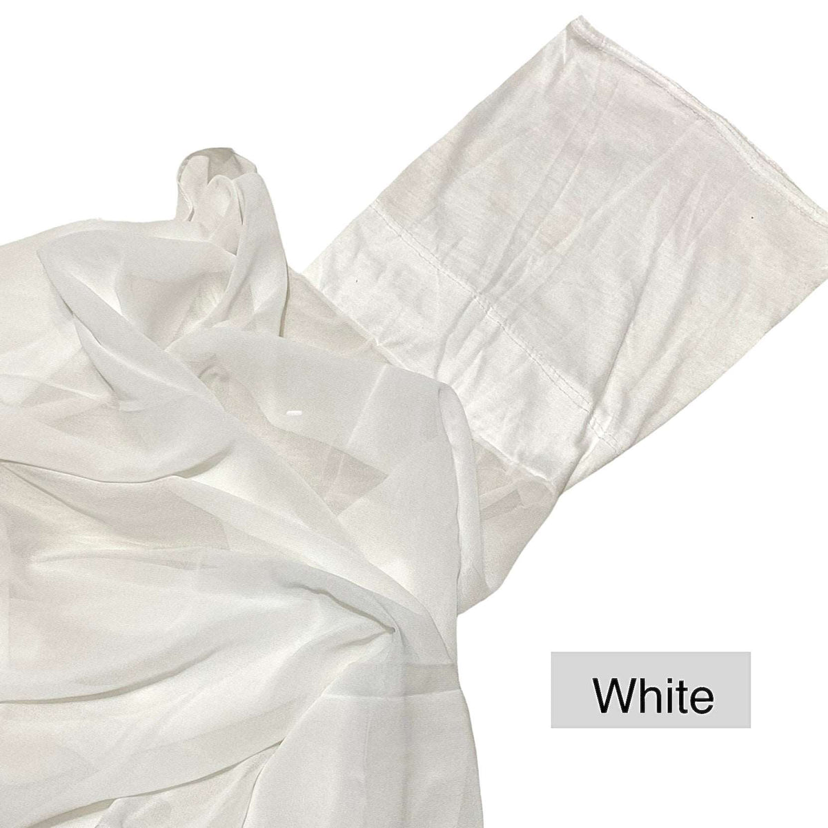 Georgette Hijab With Attached Cap - White