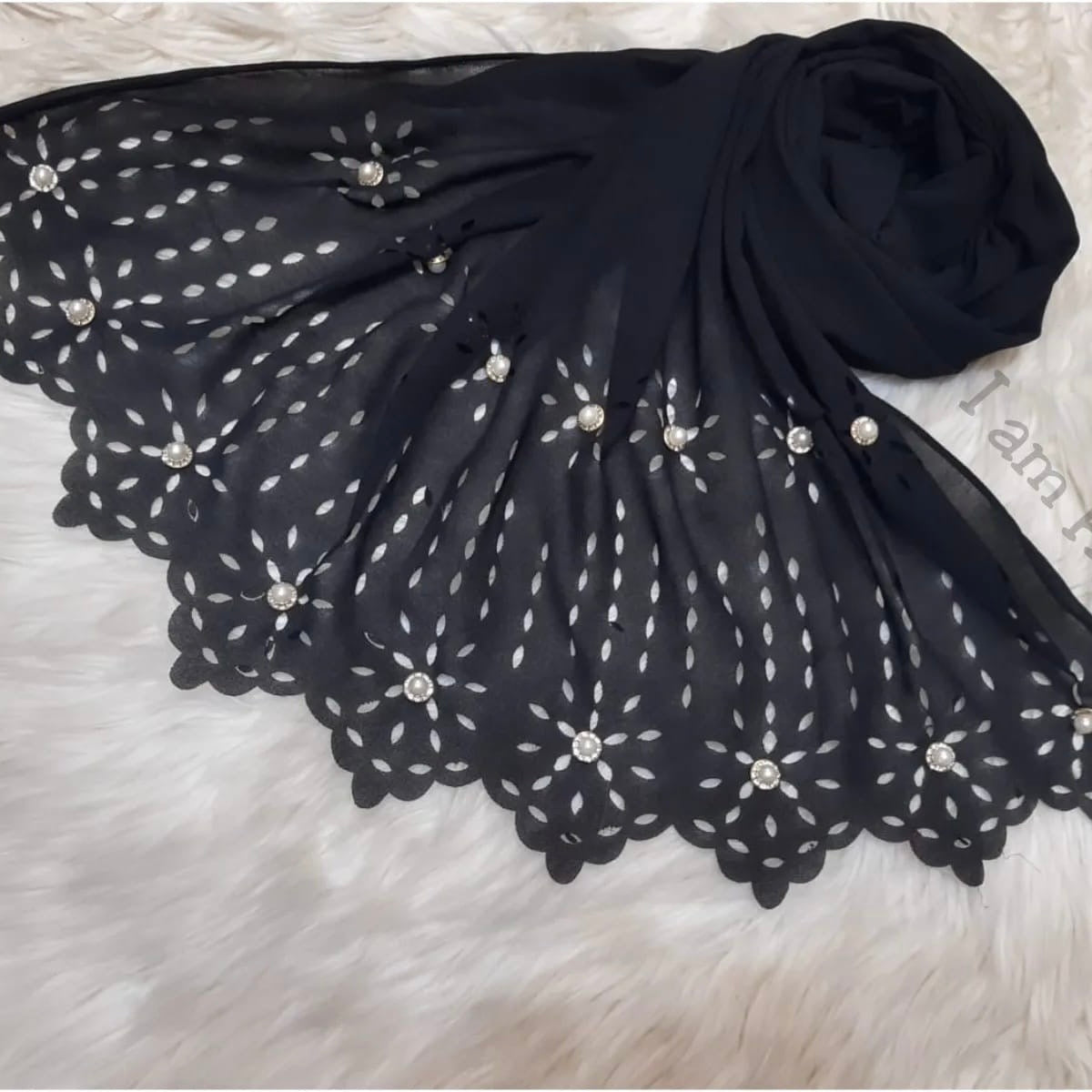 Laser Cut Georgette - Black