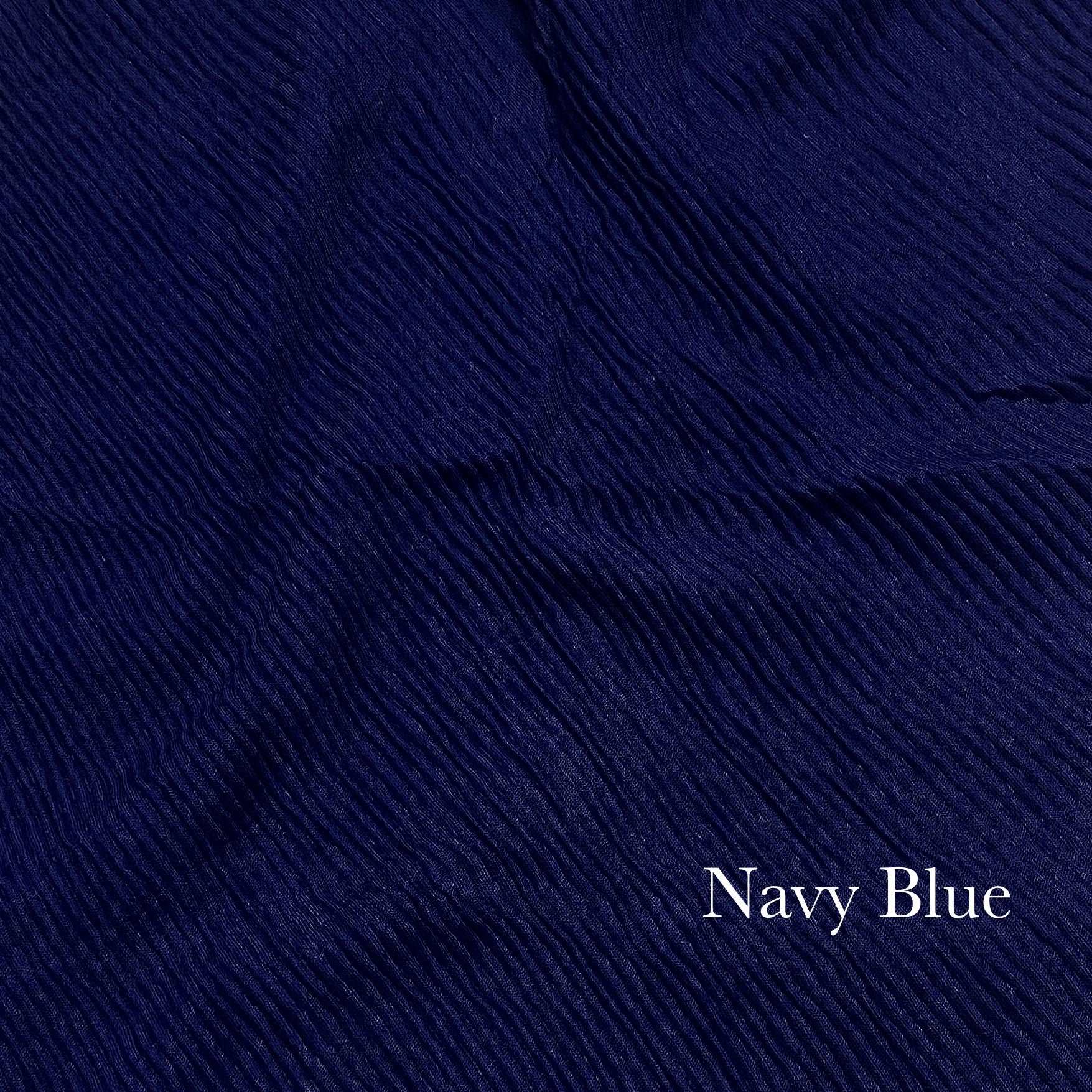 Crinkle Lawn - Navy Blue