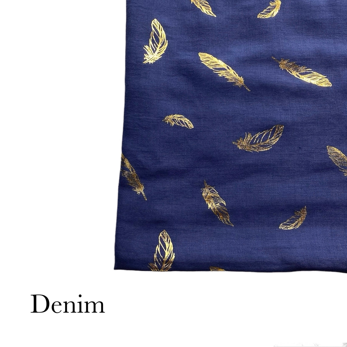 Gold Feather Lawn - Denim