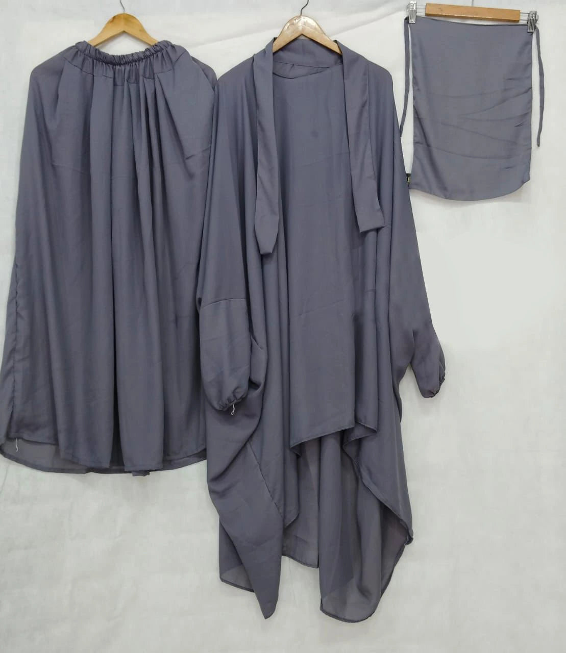 3 Piece Jilbab Abaya - Dark Gray