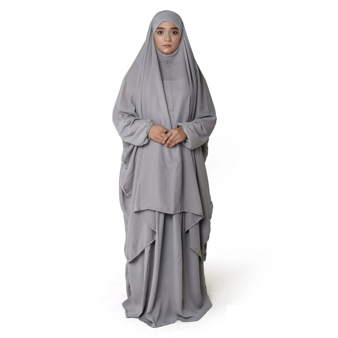 3 Piece Jilbab Abaya - Gray