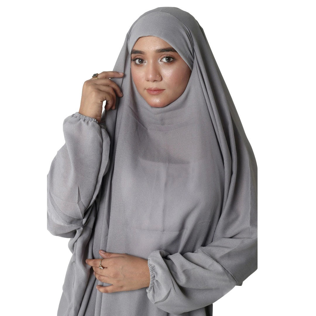 3 Piece Jilbab Abaya - Gray