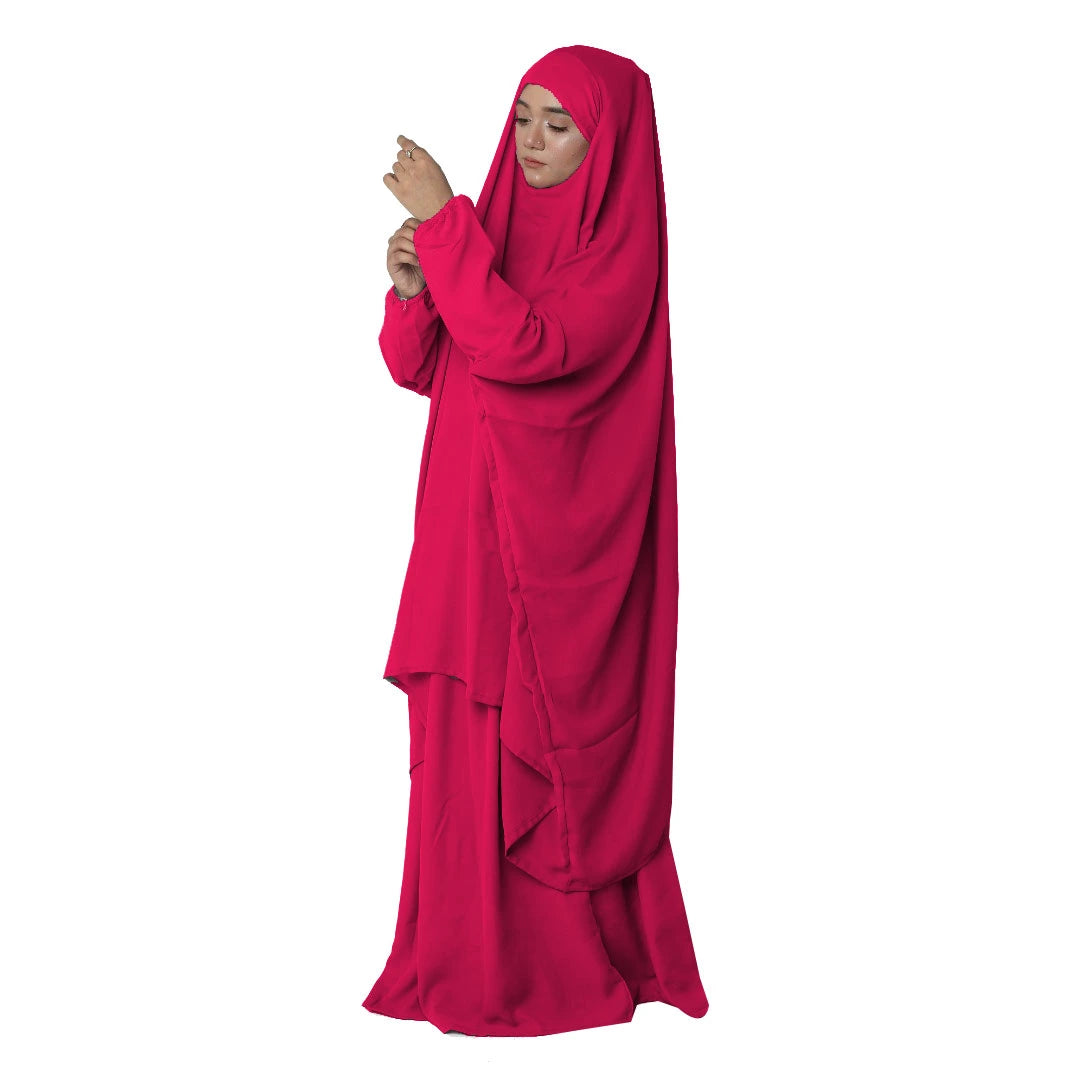 3 Piece Jilbab Abaya - Hot Pink