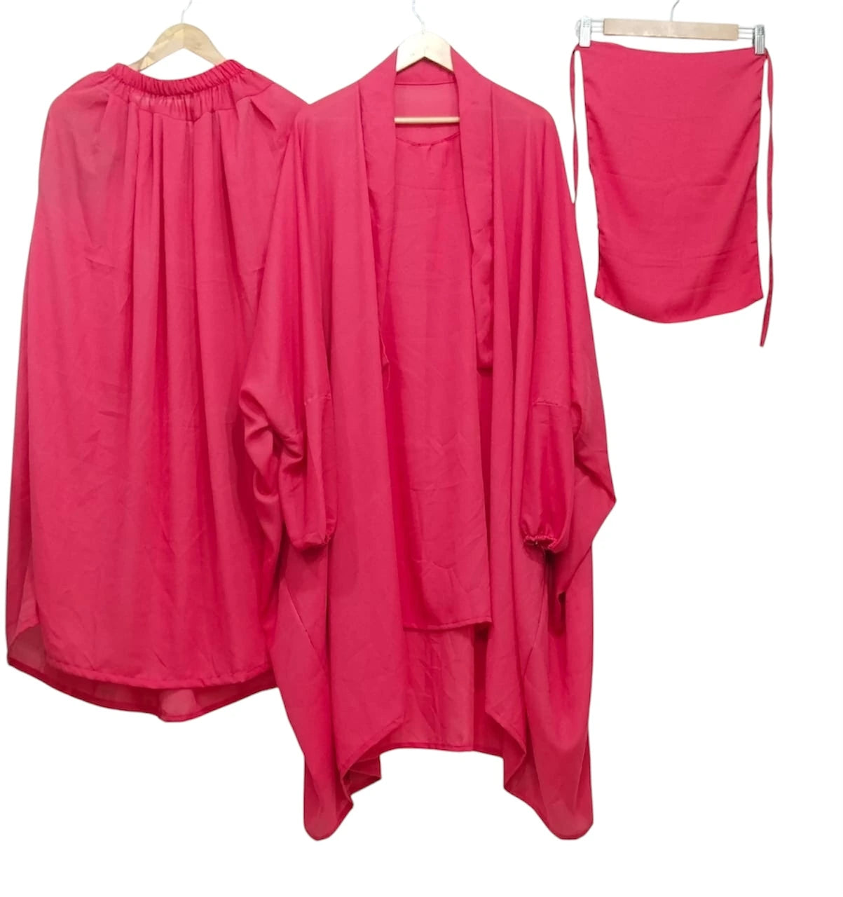 3 Piece Jilbab Abaya - Hot Pink