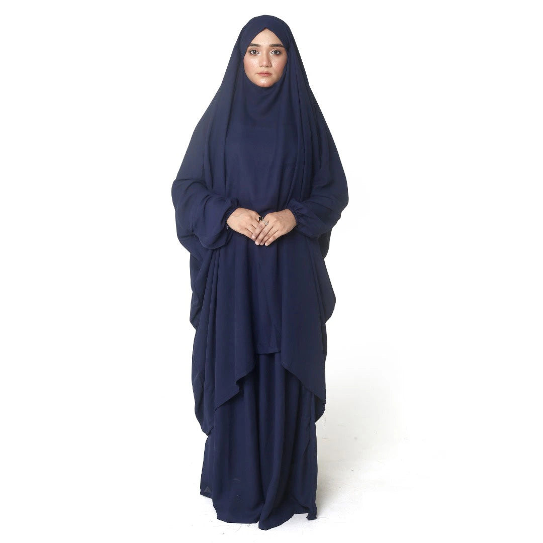 3 Piece Jilbab Abaya - Navy Blue