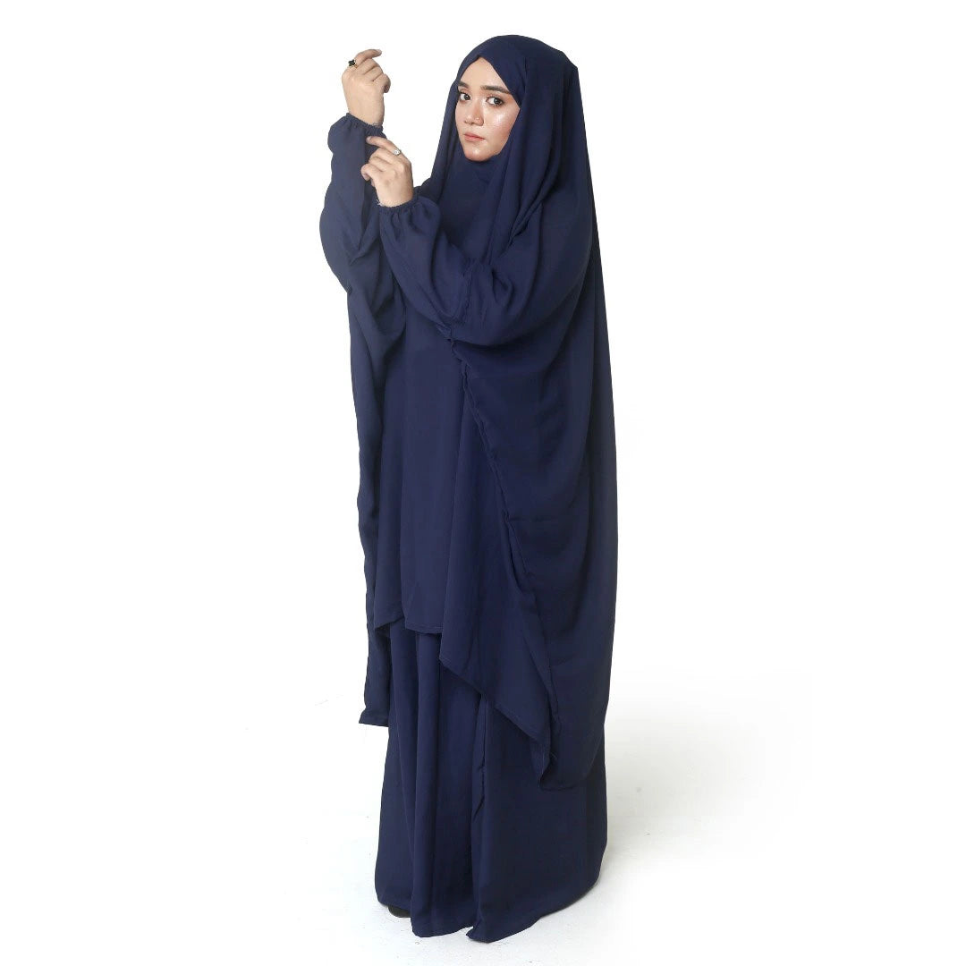 3 Piece Jilbab Abaya - Navy Blue