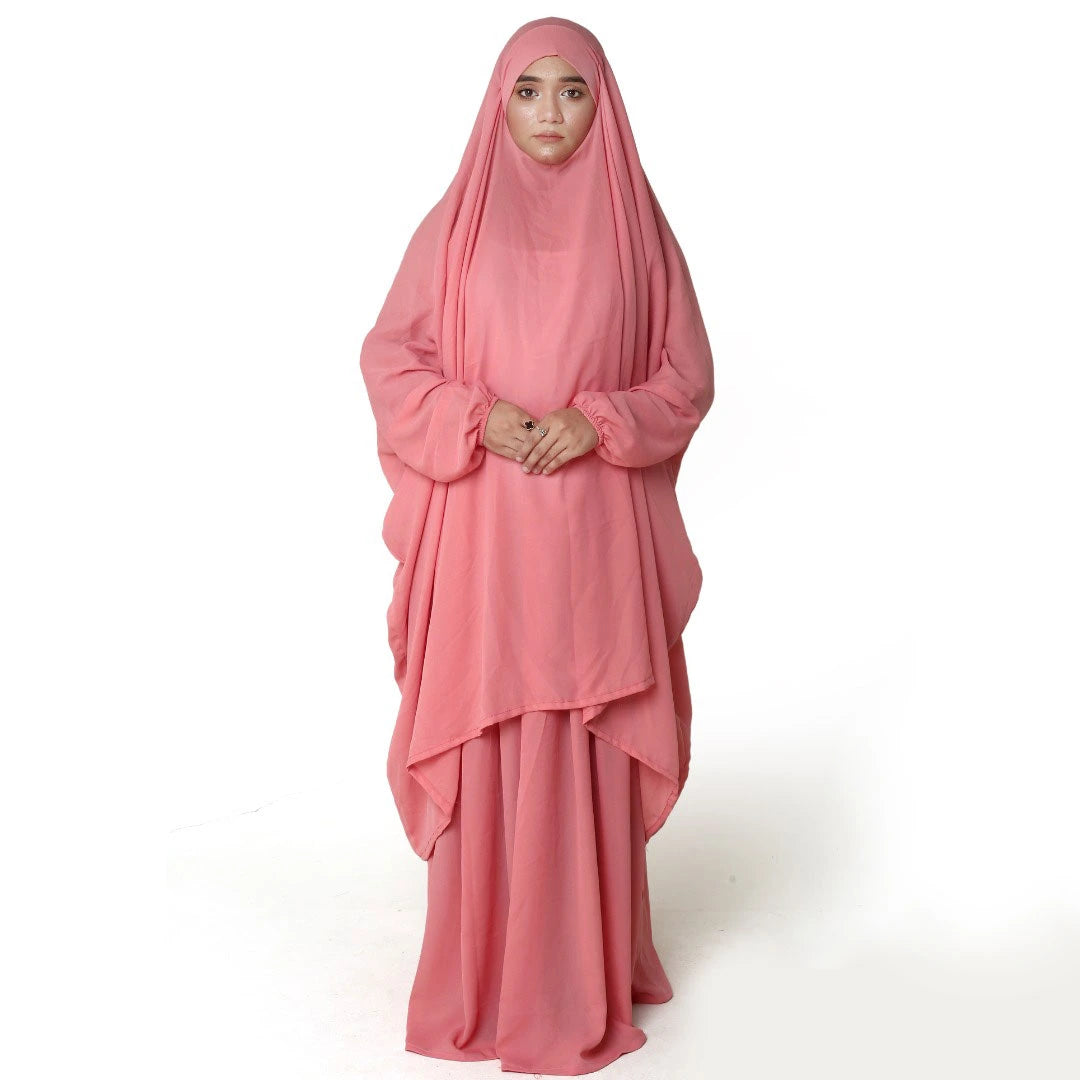 3 Piece Jilbab Abaya - Pink