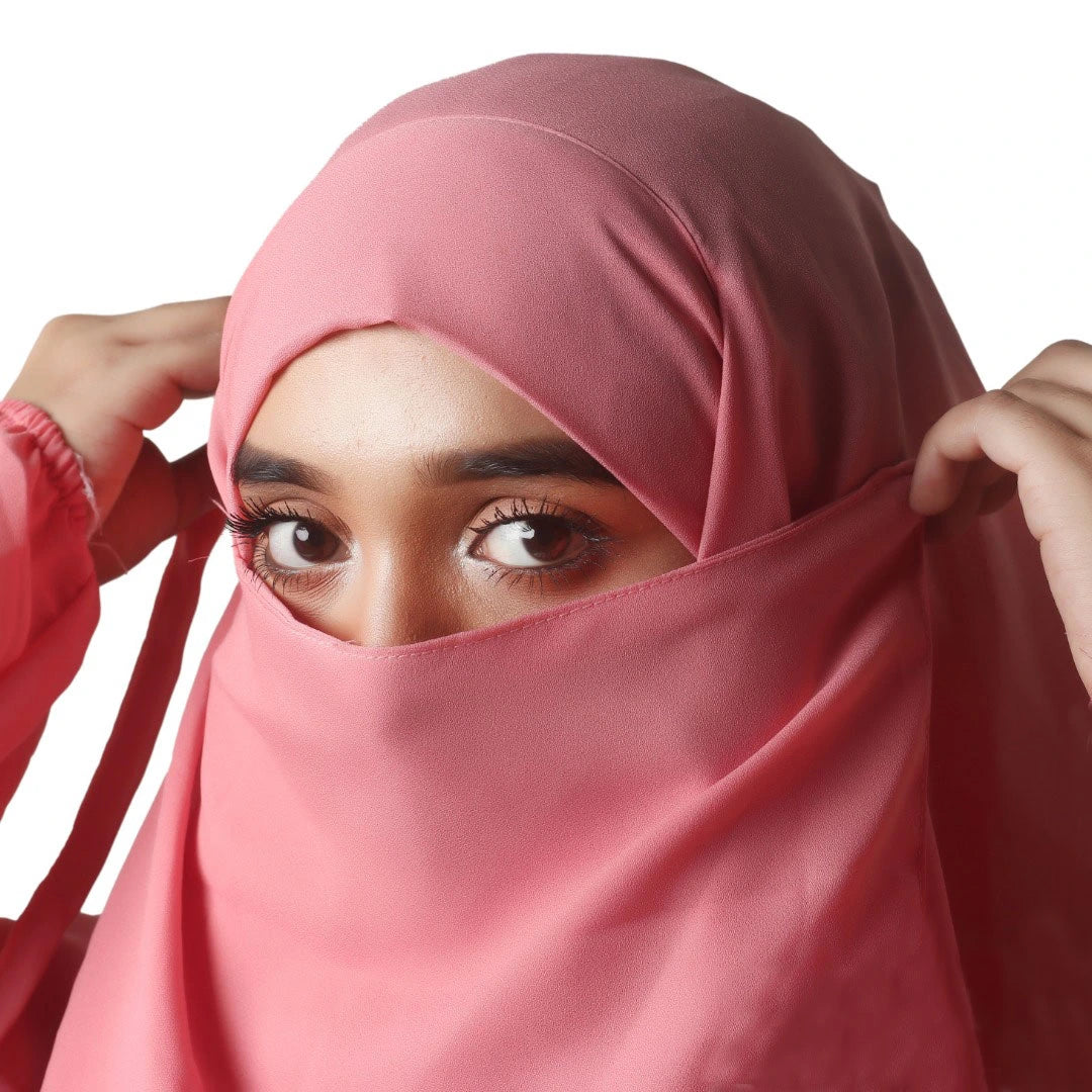 3 Piece Jilbab Abaya - Pink