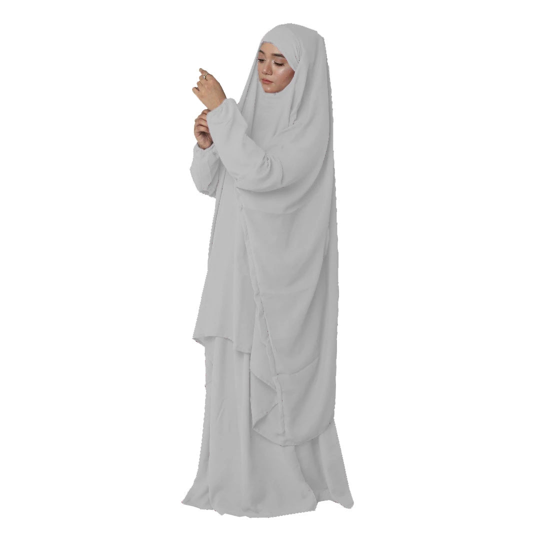3 Piece Jilbab Abaya - White