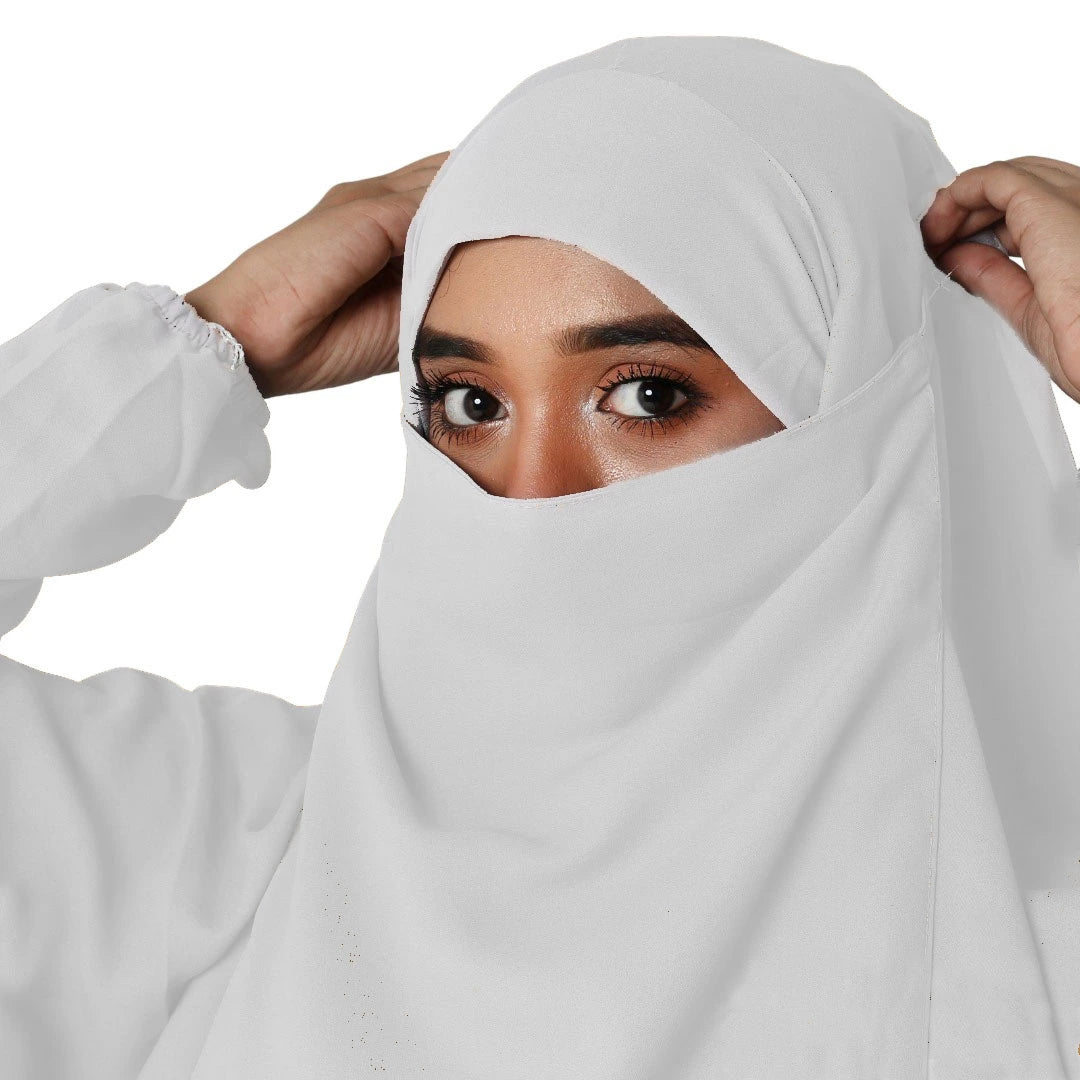 3 Piece Jilbab Abaya - White