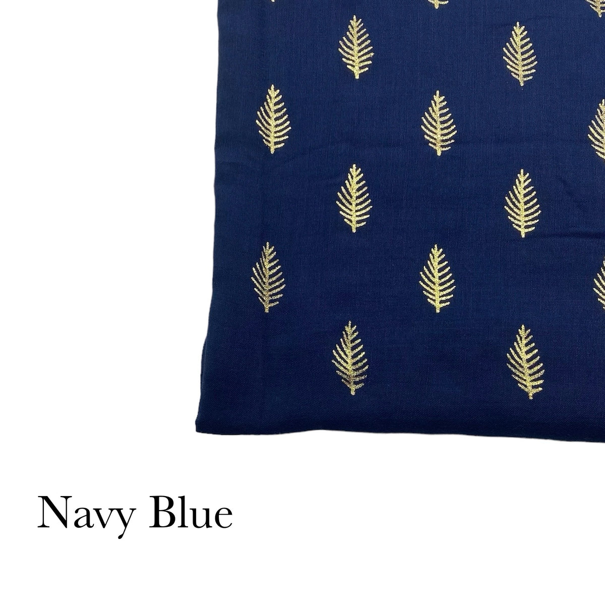 Pine Foil Lawn - Navy Blue