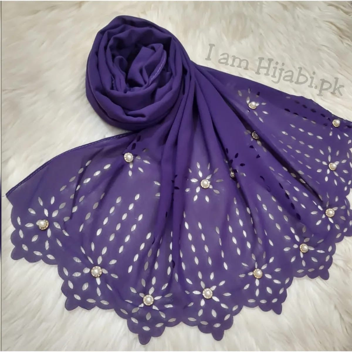 Laser Cut Georgette - Purple