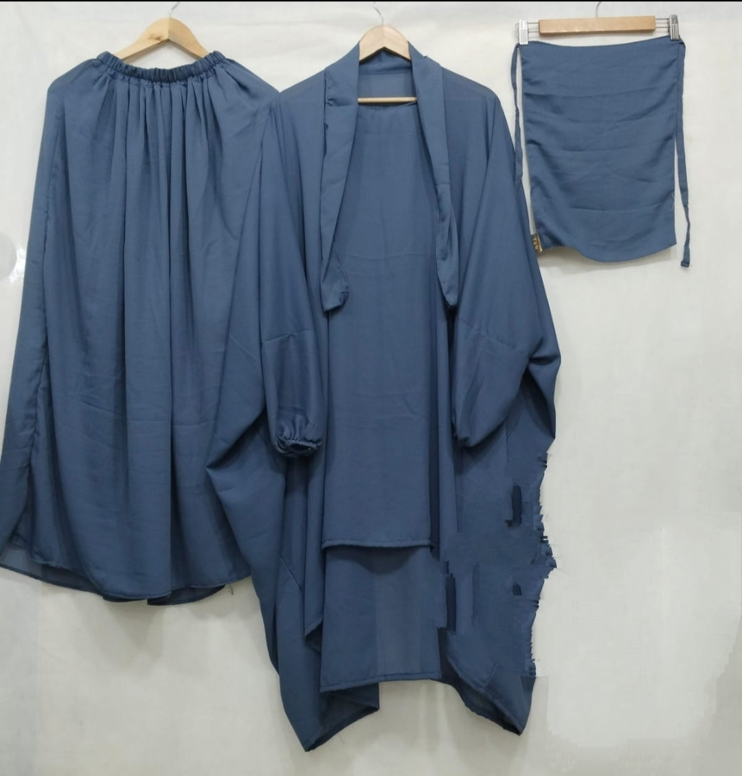 3 Piece Jilbab Abaya - Denim