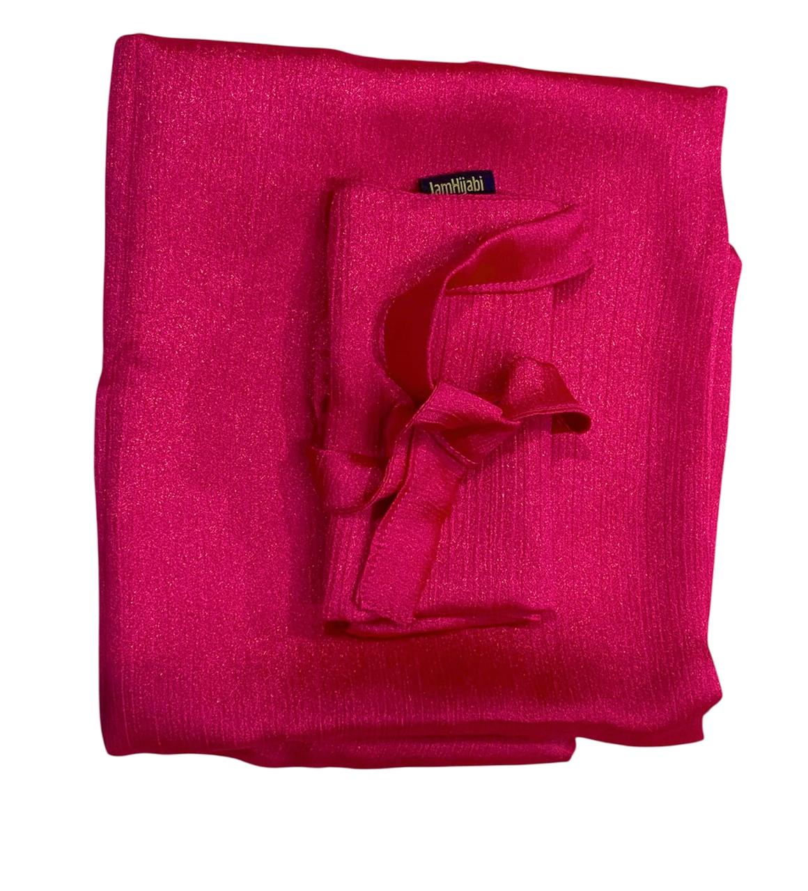 Silk Hijab And Niqab Set - Shocking pink
