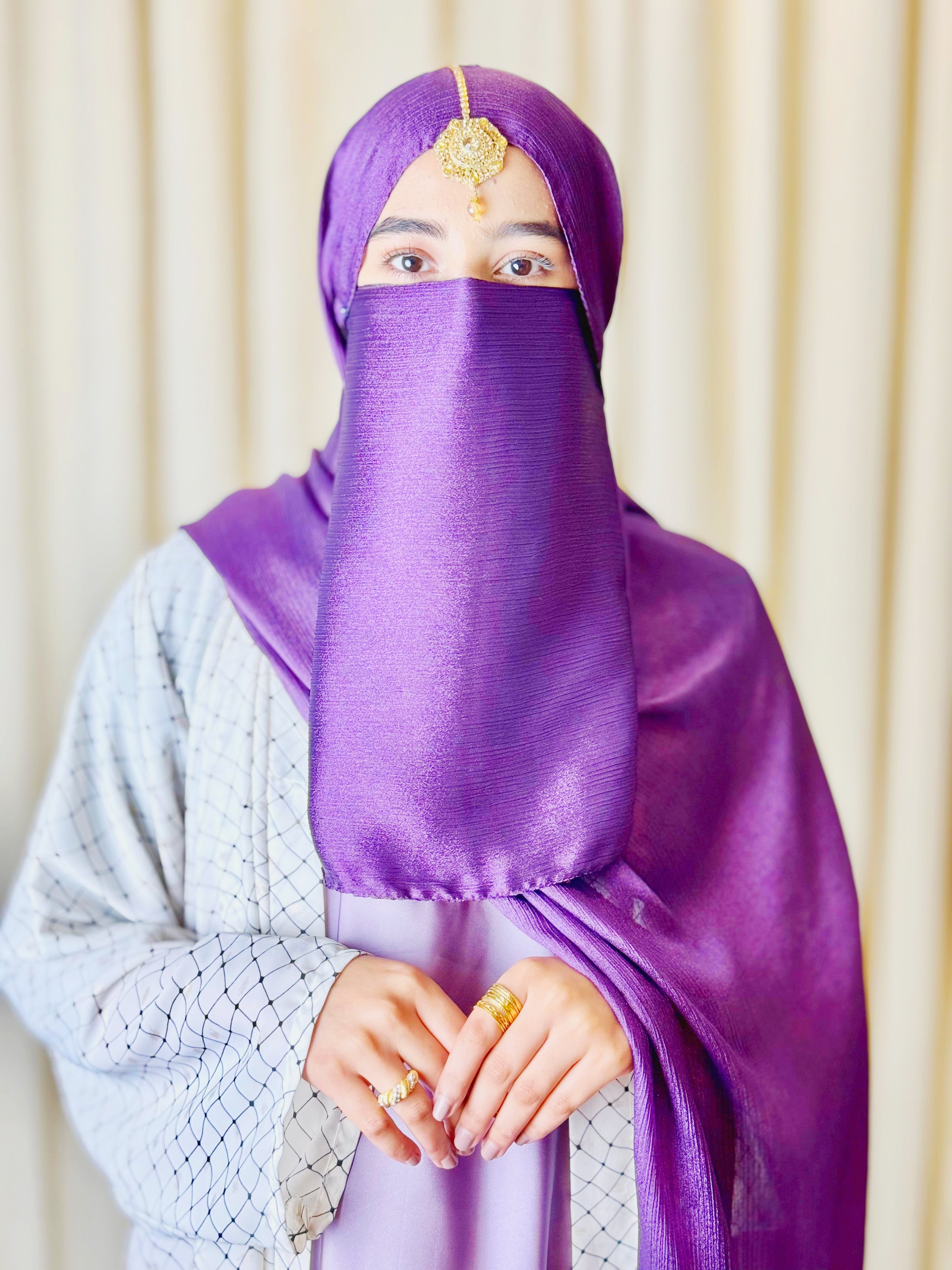 Silk Hijab And Niqab Set - Lilac